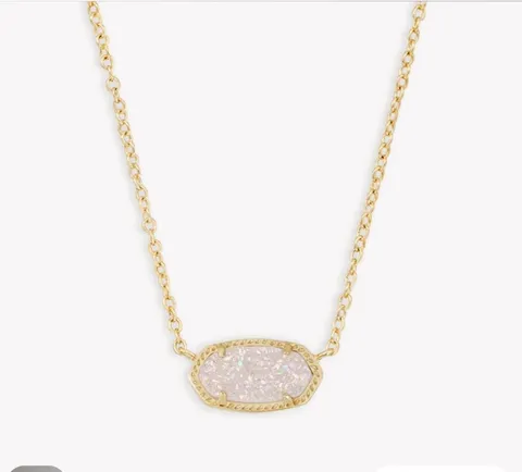 Kendra Scott Necklace Gold Pendant Drusy Elisa Iridescent