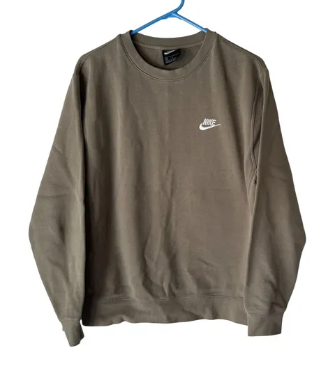 Nike Crewneck Sweatshirt Khaki Green Cotton Blend Small Casual