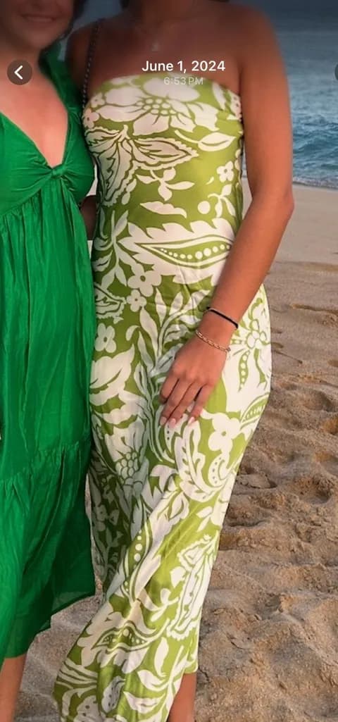 Long strapless floral dress