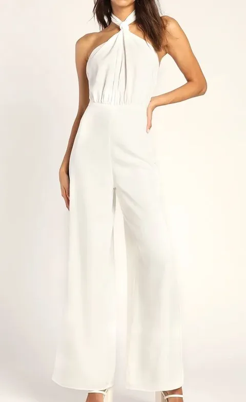 White halter jumpsuit