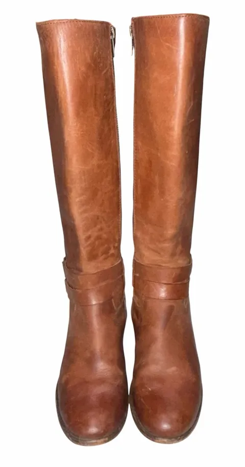 Frye Brown Leather Melissa Belted Tall Boots 7
