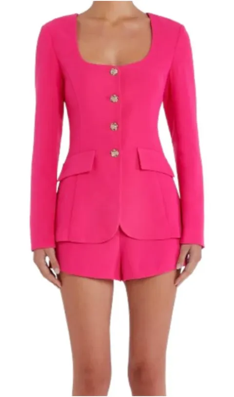 NEW NWT Amanda Uprichard KYA Romper ViVA Tweed Women's XS Pink