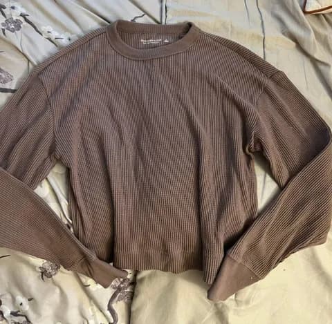 Cropped Waffle Knit Long Sleeve