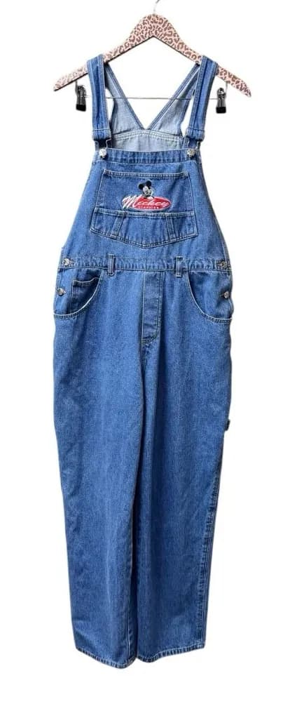 Vintage 90s Mickey Unlimited Denim Jean Carpenter Overalls Blue Large