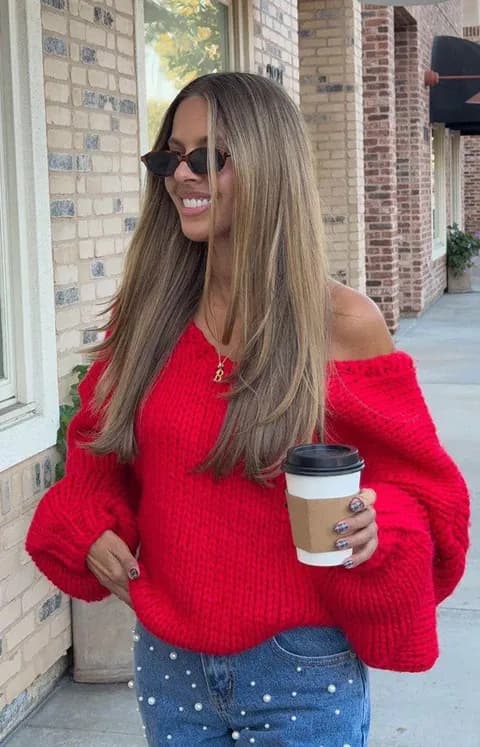 Beginning Boutique Red Chunky Knit Sweater