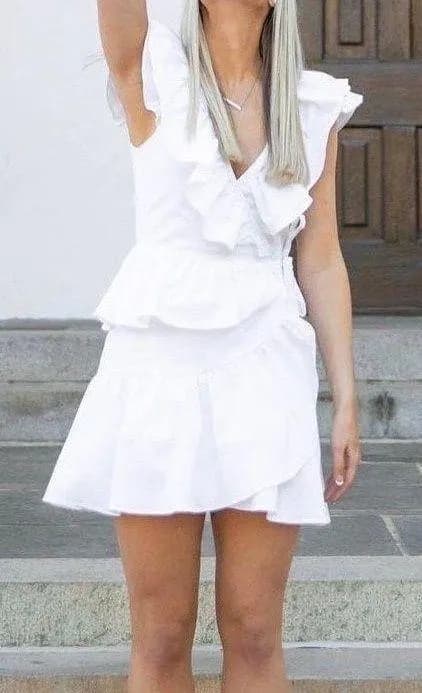 White Ruffle Graduation Dress