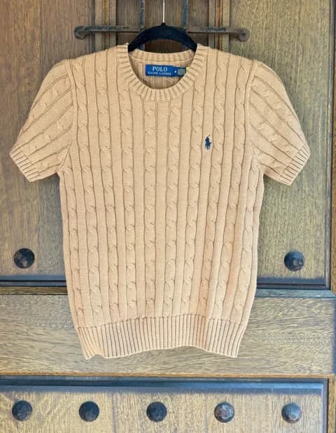 Polo Ralph Lauren caramel/ brown cable knit sweater Size XS