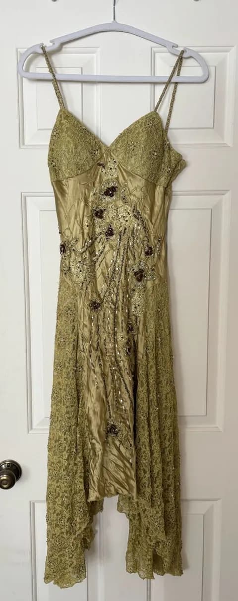 Sue Wong Beaded Lace Midi Dress