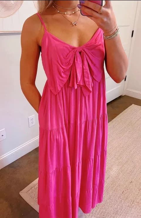 Pink Bow Maxi Dress