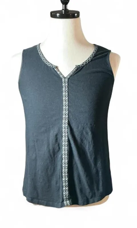 KUHL Organic Cotton V-Neck Embroidered Tank Top Women's Size S Granola Girl