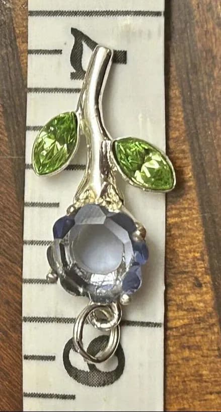 925 Sterling Silver Flower F20 Pendant Blue