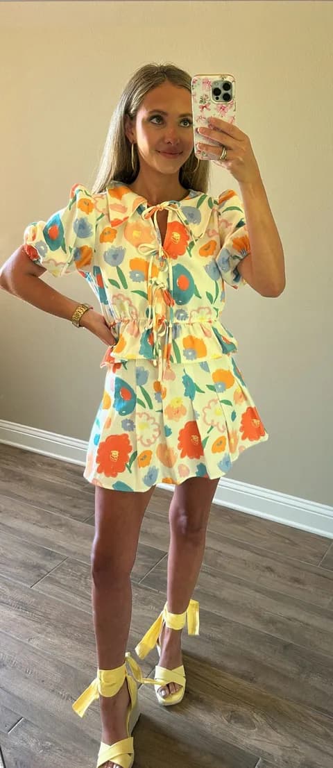 Floral Skirt Set Yellow