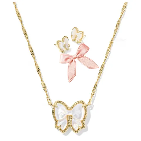 Kendra Scott Haley Bow Gold Pendant Earrings and Necklace
