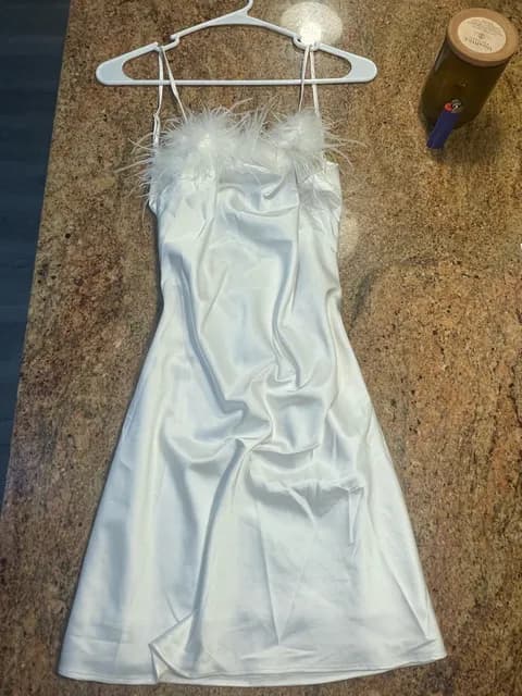 White Satin Feather Dress
