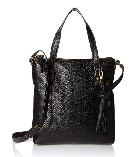 The Sak black leather embossed crossbody tote