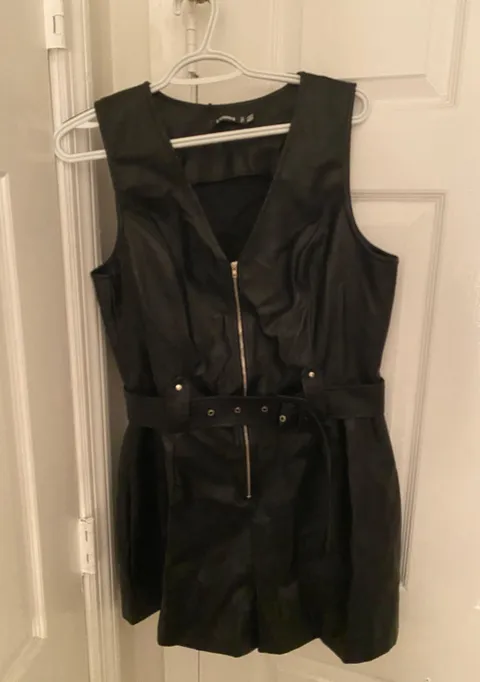 Faux Leather Overall Romper