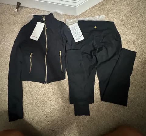 Lululemon Define Black Jacket and leggings