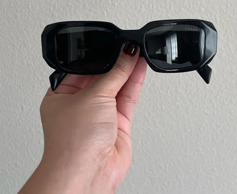 Prada Glossy Black Symbole PR 17WS Geometric Sunglasses