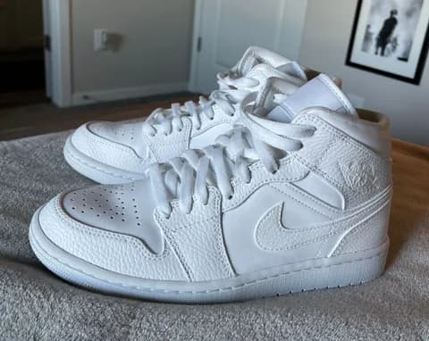 White On White Mid Jordans