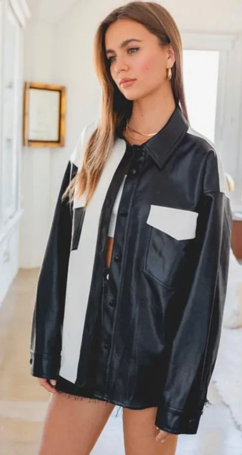Leather shacket Black
