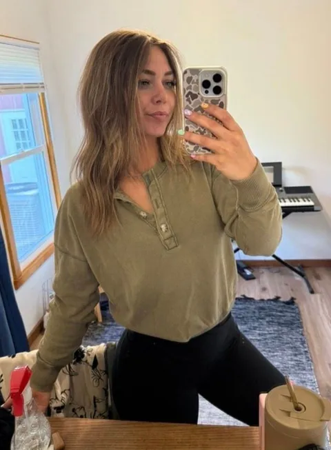 American Eagle quarter button sweater