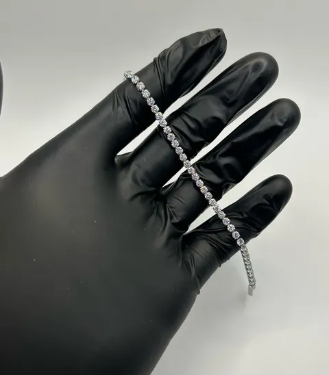 Moissanite Tennis Bracelet Real Silver VVS D Color Iced Out 3mm 7.5 Inch No Pass