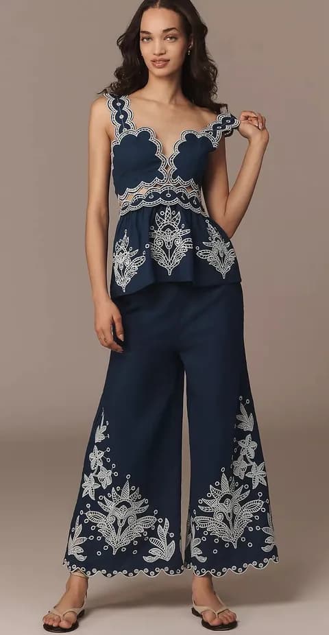 Farm Rio Linen Embroidered Set