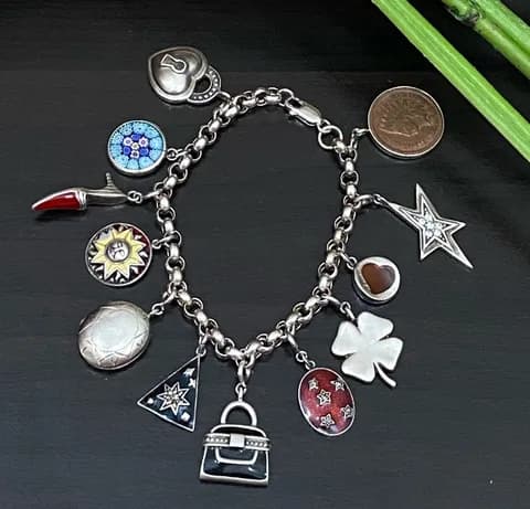 Vintage 925 12 Charms Bracelet