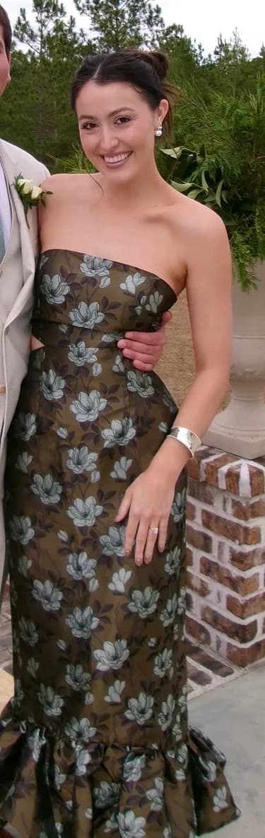 Lulus Olive Floral Jacquard Bubble Dress