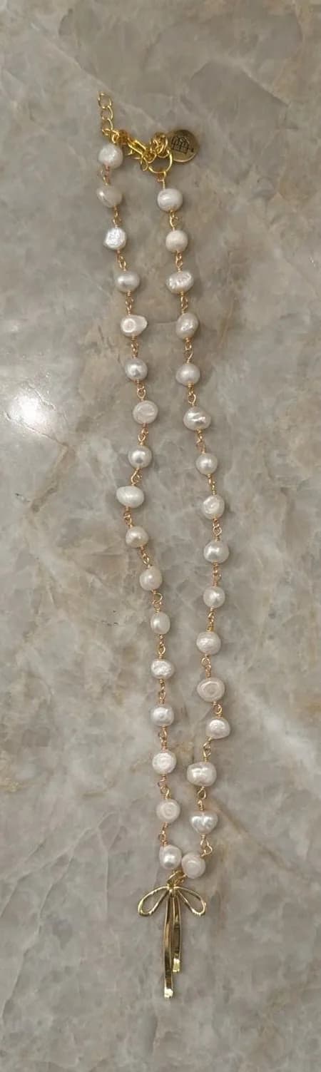 Bourbon and bowties Pearl Bow Necklace