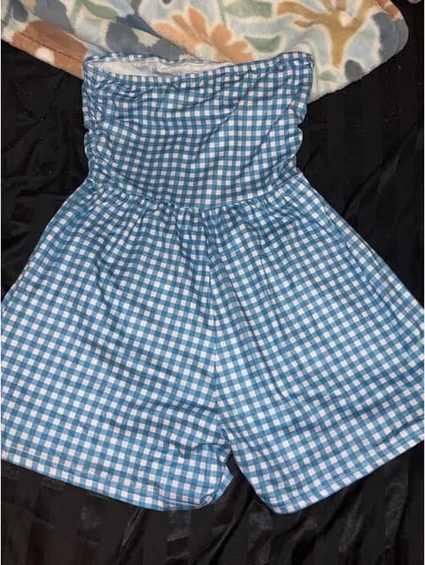 Blue Gingham Romper