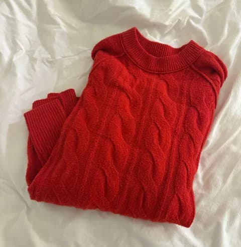 Aerie Red Knit Sweater Oversized