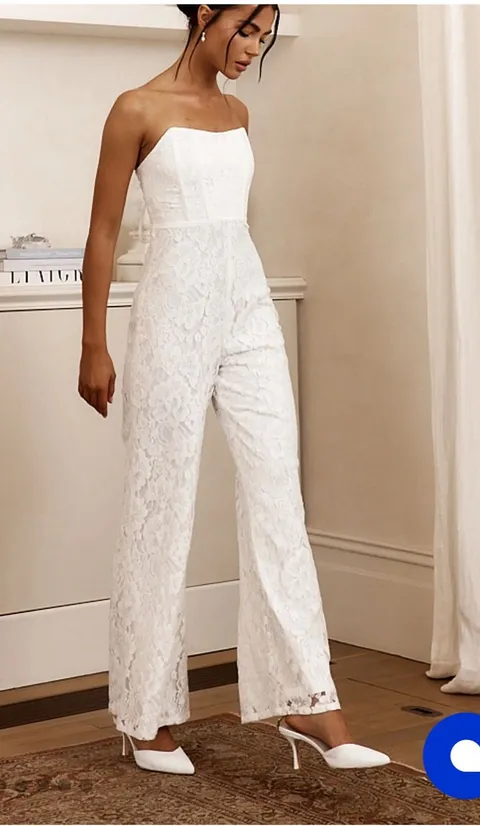 Selfie Leslie Strapless White Jumpsuit