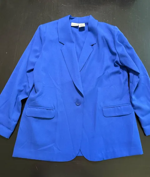 Liz Baker Essentials Royal Blue Button Blazer Jacket Womens 10P Petite NWT