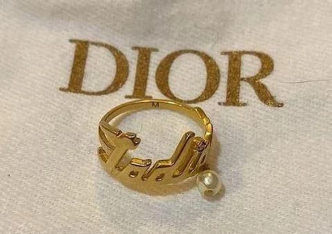 Dior J'ADIOR RING Gold-Finish Metal with a White Resin Pearl and a White Crystal