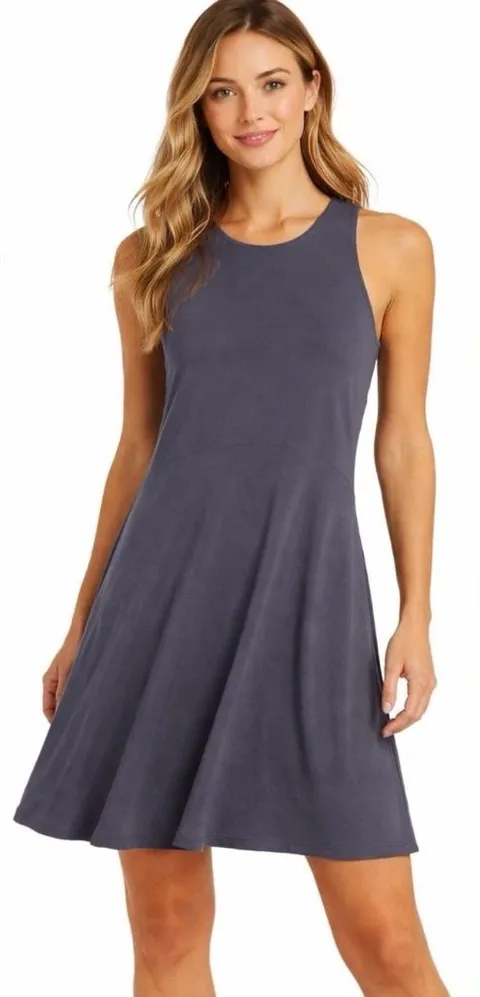 Athleta Santorini Thera Dress S Gray Sleeveless Swing Travel Athleisure