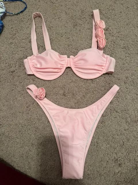 Flower Appliqué Bikini Set Multi Size M