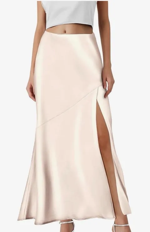 NWT Skirt High Waisted Flowy A-line (Beige,Medium)
