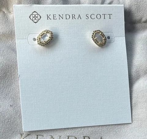 Kendra Scott oval white Gold CADE STUD Earrings