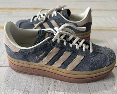 Adidas Gazelle Bold size 6 Grey/Magic Beige/Gum Platform Sneakers Suede Runs Big