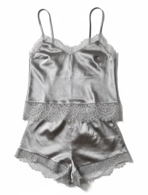 Victoria’s Secret Elegant Gray Lace Trim Sleepwear Set Size xs
