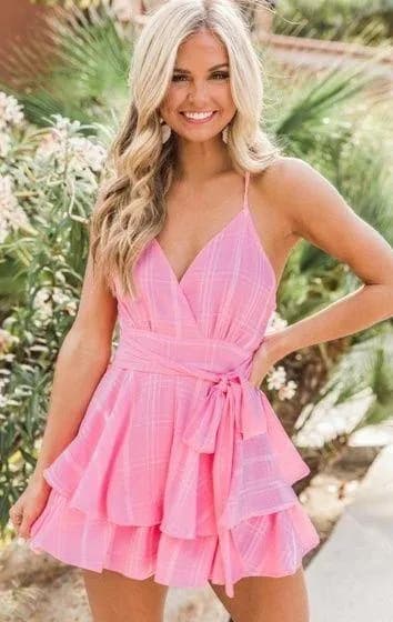 Delightfully In Love Hot Pink Ruffle Romper