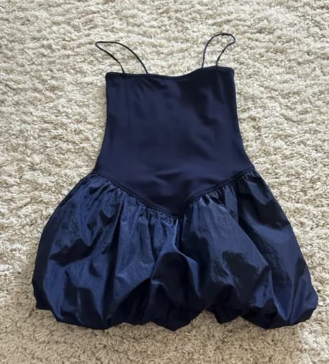Edikted Navy Mini Puff Dress