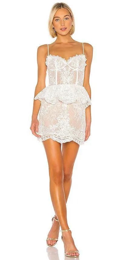 v chapman poppy lace mini dress in white. Size XS.