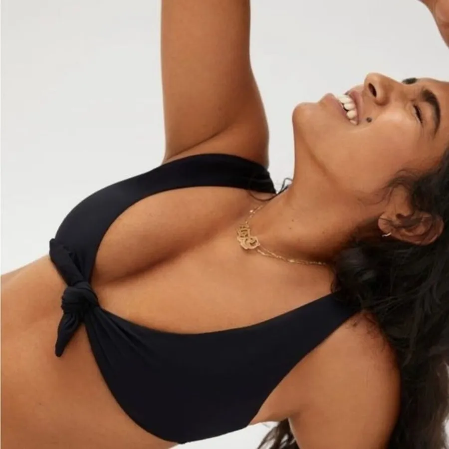 Everlane Bikini Women's Large Swim NWT The Tie-Front Bikini Top Black