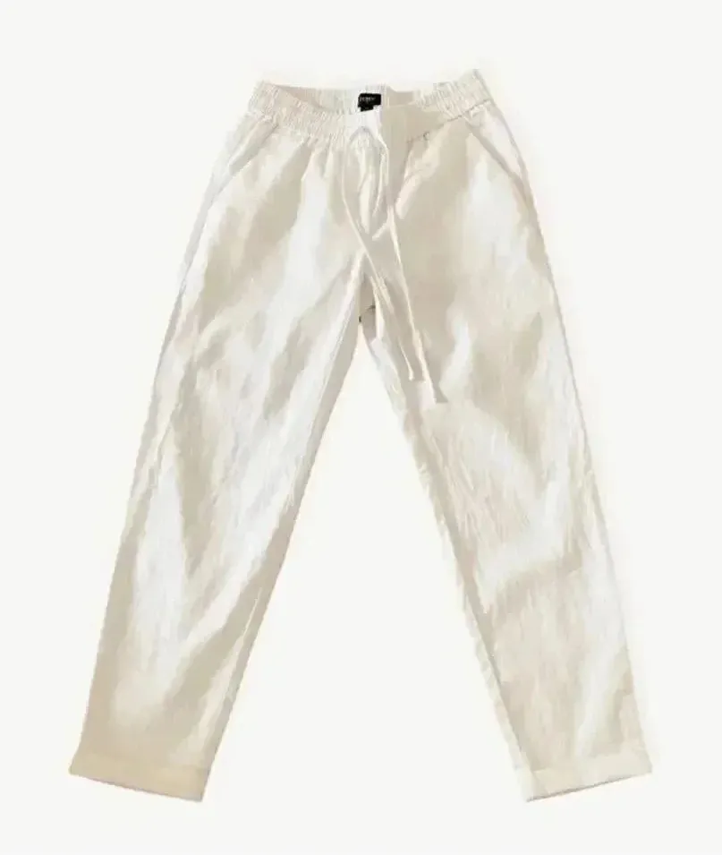 J. Crew Tie-waist Roll Cuffs White Womens Pants SZ 0