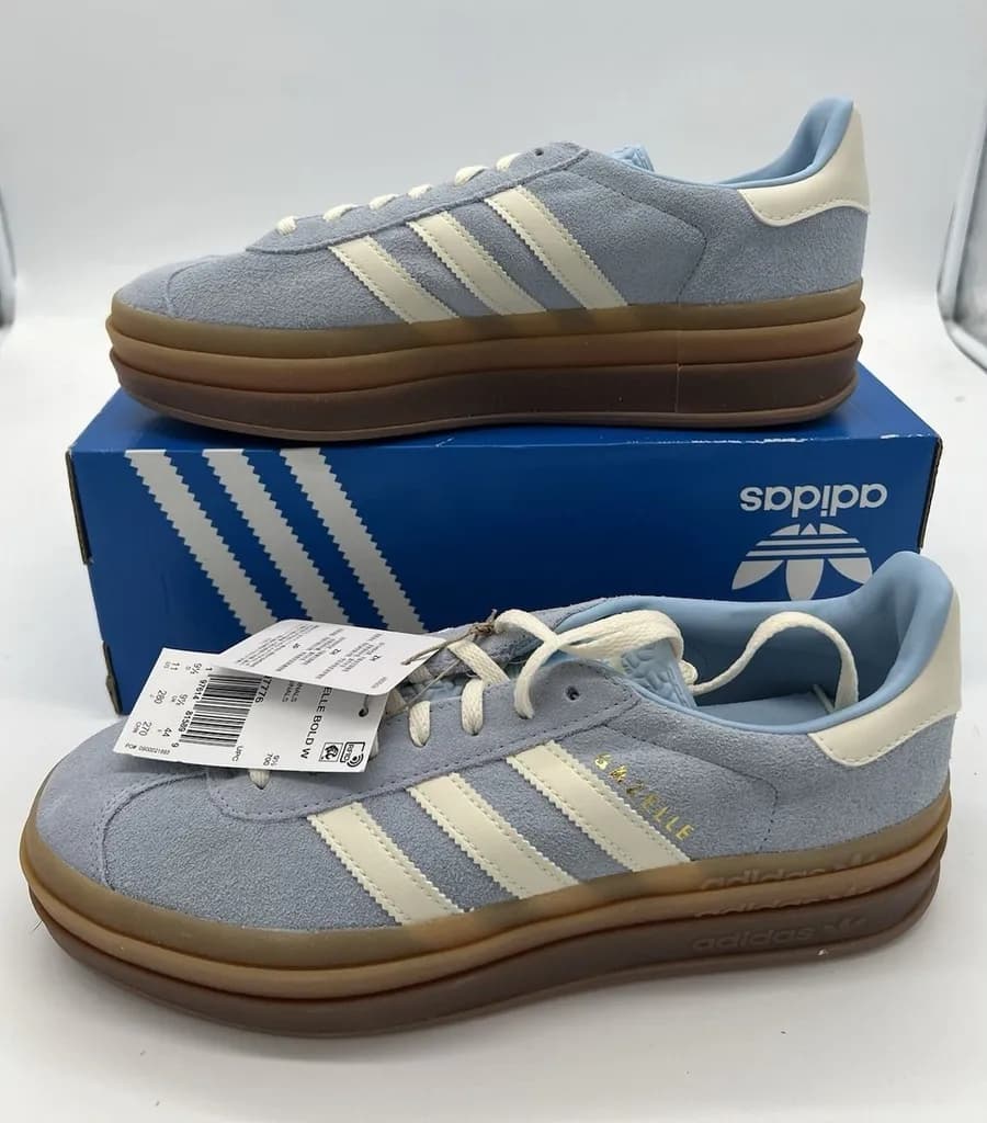 adidas Originals Gazelle Bold Clear Sky Cream White Gum Casual JQ7776 Womens 11