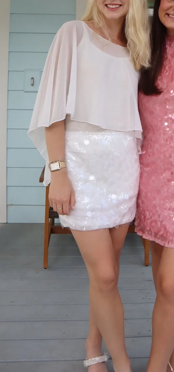 White sequin skirt