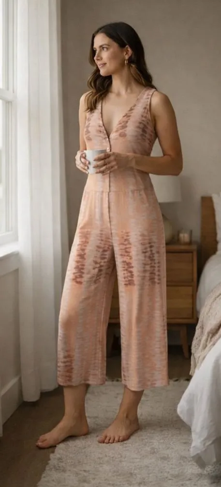 Sz S Tart $108 MSRP NWOT Rayon Peach Tie Die Jumpsuit