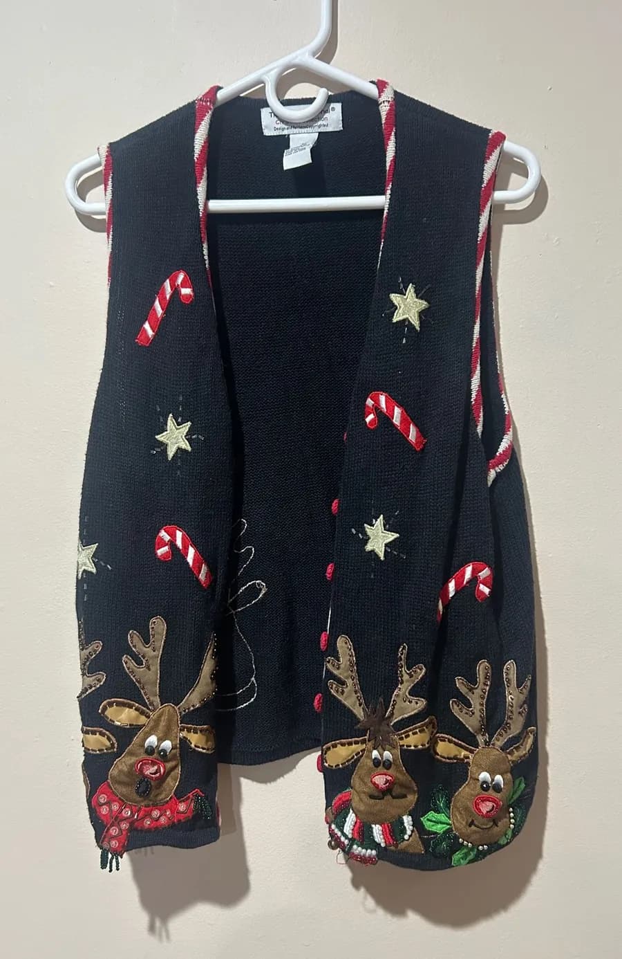 Vintage Knit Reindeer Christmas Vest